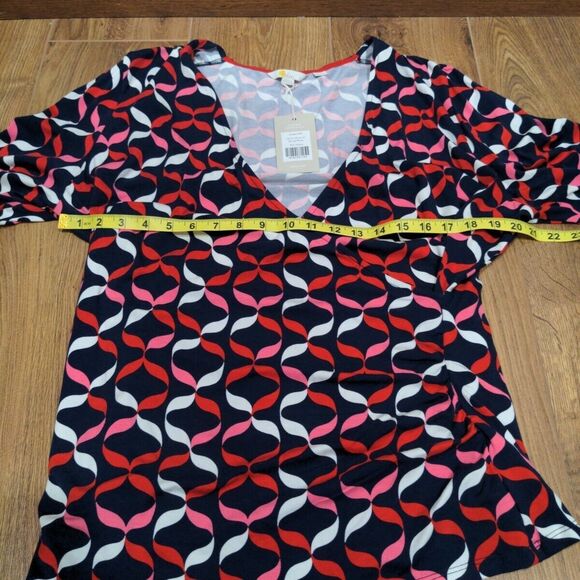 NWT Boden Womens Elodie Wrap Top Size 20/22 Navy Red Stretch Casual LS Viscose - Picture 10 of 12